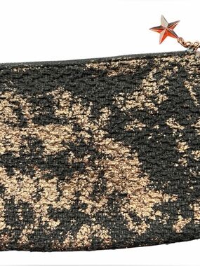 NWOT MAC Black and Rose Gold Textured Metallic Cosmetics Bag